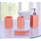 thumbnail image 1 of Juego de 4 accesorios de cerámica + 3 alfombrillas de baño n.° 6, color naranja, antideslizantes, de chenilla súper suave y lavables., 1 of 3