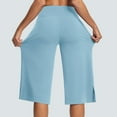 thumbnail image 6 of Frostluinai Women's Capris Yoga Pants High Waist Baggy Wide Leg Capris Solid Color Casual Gym Pants Flowy Slit Hem Capris with Pockets, 6 of 9