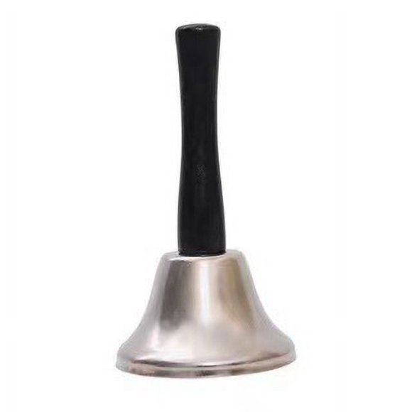 Nvzi Campana de mano - Campana de llamada de mano con mango de madera maciza de latón, campana de mano muy fuerte, campana de mano grande de 2,56 pulgadas, cservicios y juegos, plateadas
