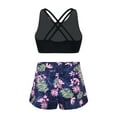 thumbnail image 2 of YEAHDOR Girls 2Pcs Animal Prints Sports Suit Crop Top with Wide Elastic Waistband Shorts, 2 of 7