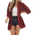 thumbnail image 6 of Flannel Shirt Women Plaid Print Oversized Button Down Long Sleeve Blouses with Pockets Casual Collared Flannel Shirts for Women S-2XL, 6 of 9