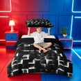 thumbnail image 2 of meiyoeat Minimalist Plaid Buffalo Twin Duvet Cover For Kids,3D Geometric Design Twin Bedding For Boy,Black Reversible,2-Piece(No Comforter), 2 of 6
