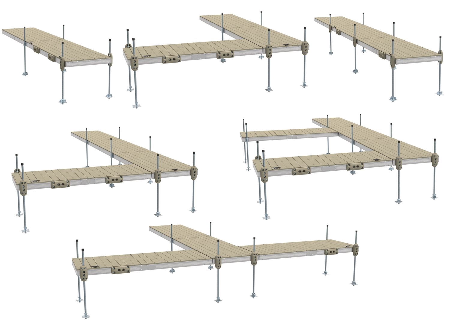 Aluminum Stationary Dock Kit w/Resin Top - 4'x10'