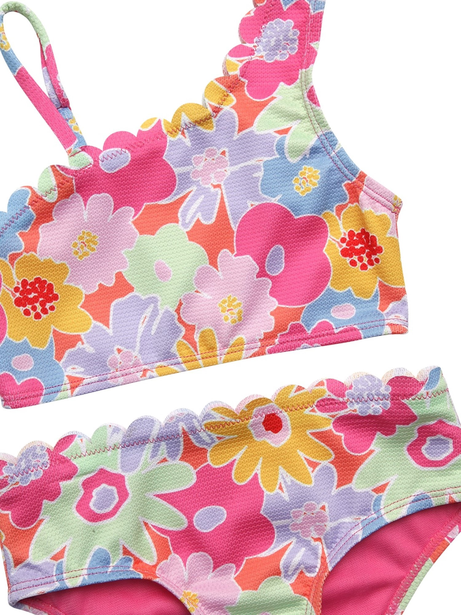 Jessica Simpson Girls' Two-piece Asymmetrical Bikini Swimsuit, Sizes 4-16