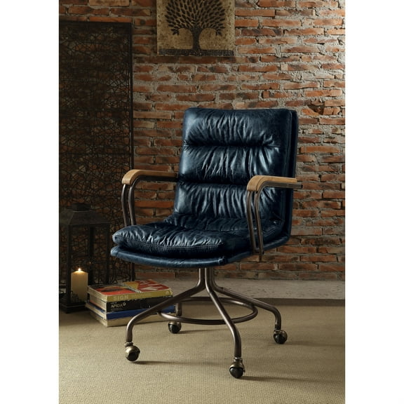 Ergode Executive Office Chair Vintage Blue Top Grain Leather