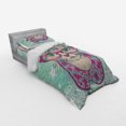 thumbnail image 3 of Ambesonne Cat Bedding Set 4 Pcs, Animal Fashion Hipster, Queen, Pink Mint Green, 3 of 3