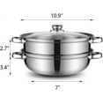 thumbnail image 3 of Stainless Steel Double Layer Steamer Pot with Handle and Glass Lid, 3 of 16