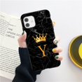 thumbnail image 1 of Funda de teléfono de moda con letras de corona de mármol negro de silicona suave para iPhone 11 12 Pro Max 12 Mini funda a prueba de golpes funda trasera de TPU suave Tan Jianjun unisex, 1 of 2