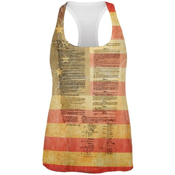 July 4th United States Constitution Betsy Ross Flag All Over Womens Work Out Tank Top Multi X-LG