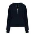 thumbnail image 3 of Usmixi Winter Womens Sweatshirt Womens Half Zip Sweatshirt Long Sleeve Stand Neck Oversized Sweatshirts Casual Solid Pocket Cozy Fleece Pullover Tops Blouses Sweatshirt, 3 of 6