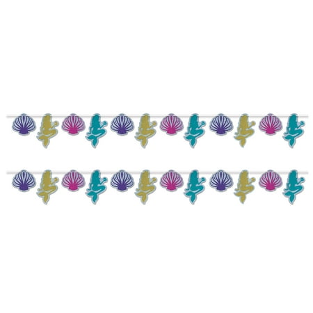 Beistle 2 Piece Mermaid & Seashell Streamers, 9.25" x 9', Multicolor