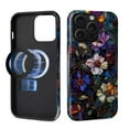 thumbnail image 2 of FKBRCL4U for iPhone 14 Pro Max Compatible with Magsafe Case Dark Stained Glass Art Colorful Flowers Leaves Pattern for Girl Boy Full Body Magnetic Design Soft Silicone Protection, 2 of 7