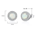 thumbnail image 4 of HOOUN S925 Solid Sterling Silver Vintage White Fire Opal Round Zirconia Stud Earrings, 4 of 5