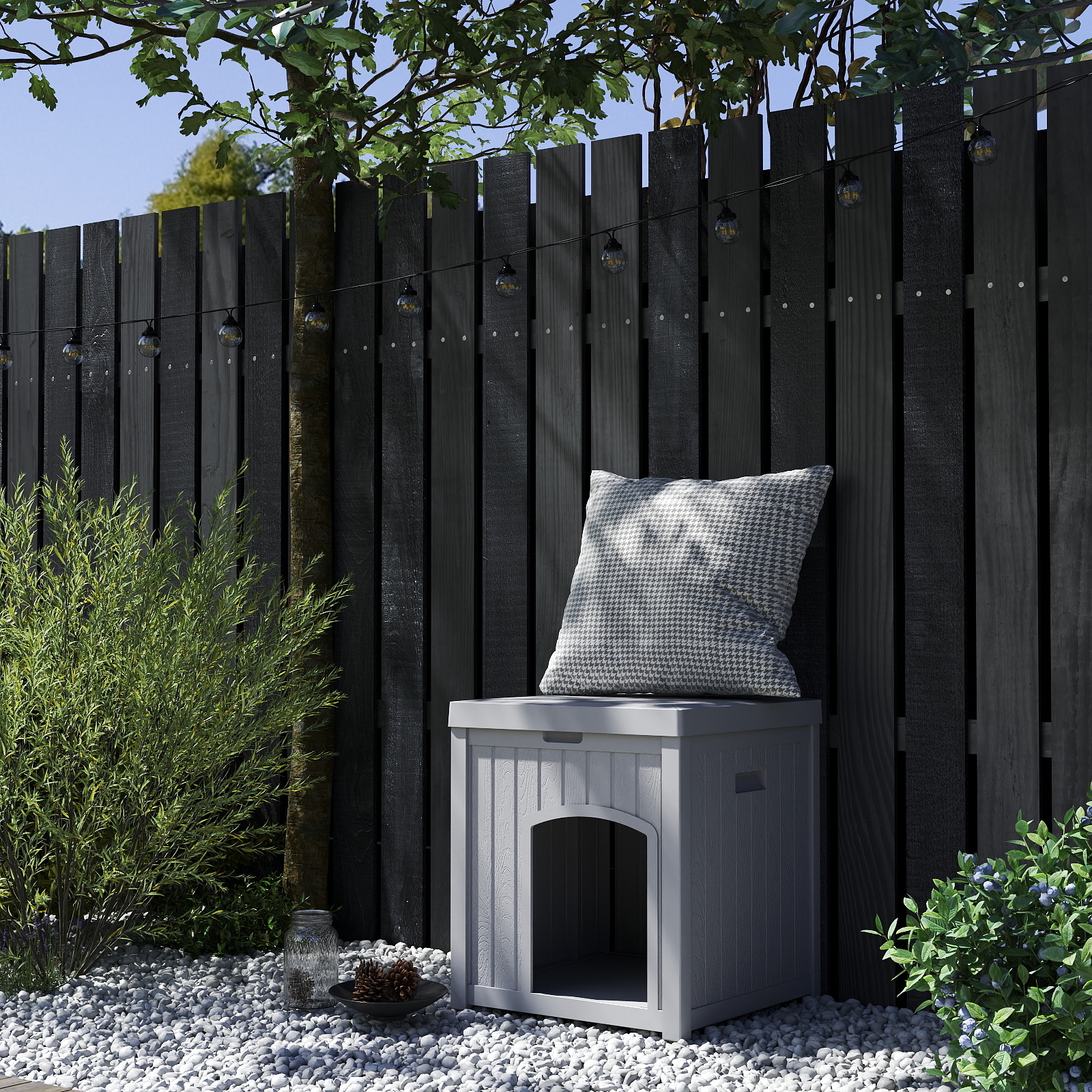 ZYJOYY Outdoor Cat House Weatherproof for Cats, Resin Plastic Kitty Shelter with Openable Flip Lid & Elevated Floor, Indoor Outdoor Cat House for Stray Cats, Easy to Clean,White,