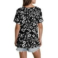 thumbnail image 4 of DPTALR George Women's 2025 Summer Scoop Neck Short Sleeve Flowy Blouses - Loose Fit,Casual & Comfy,Black,Size S, 4 of 7