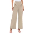 thumbnail image 2 of Shorts pour Femmes Couleur Unie Mode Décontractée Poches Coton Lin Taille Large Pantalons, Beige Femmes Pantalons S, 2 of 4