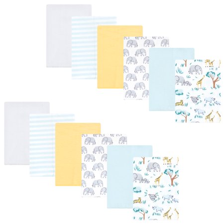 Hudson Baby Cotton Flannel Burp Cloths 12-Pack Bundle Safari Friends One Size