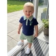 thumbnail image 5 of Loicainy Baby Toddler Boy Clothes 3 6 12 18 24 Months 2T 3T Short Sleeve Embroidery Shirt with Plaid Shorts Summer Outfit Set, 5 of 9