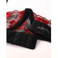 thumbnail image 7 of Aiihoo Women's Embroidery Lace Lingerie Set Spaghetti Straps Exposed Breasts Bra Top with G-string Briefs Red One Size, 7 of 7