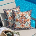 thumbnail image 4 of Retro Ethnic Leaves Throw Pillow Cover Flowers Orange Blue Texture Cotton Linen Cushion Cover Throw Pillow Case with Invisible Zipper for Couch Sofa Bed Chair Car 18x18 Inch, 4 of 14