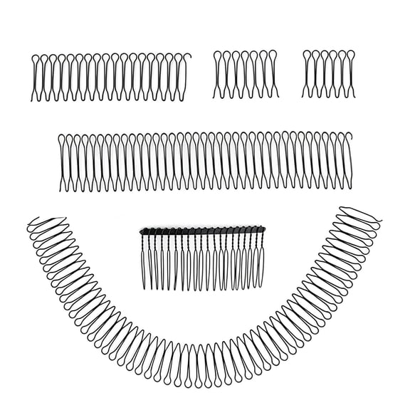 BZCOE U Shape Hair Finishing Fixer Comb Clips 6Pcs Bobby Bangs Holder Styling Tool Wavy Spring Stretchable Hair Pins Eadband Circle Black Bun Hairpins for Women Girl