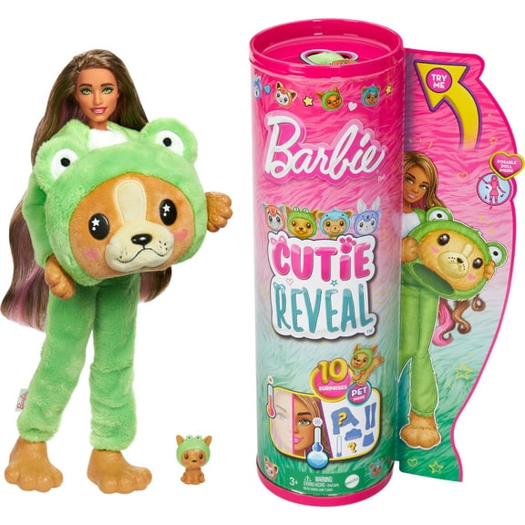 Barbie Cutie Reveal Costume-Themed Series Doll & Accessories with 10 Surprises, Puppy as Frog