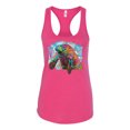 thumbnail image 2 of Wild Bobby Rainbow Painted Manatee Dean Russo Design Animal Lover Women Racerback Tank Top, Raspberry, X-Large, 2 of 6
