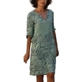 thumbnail image 4 of Kcodviy Robe à Col en V pour Femme Grande Taille, Taille Moyenne, en Maille, Manches Évasées, Imprimée, Manches Longues, Tenues de Plage Grande Taille, 4 of 5