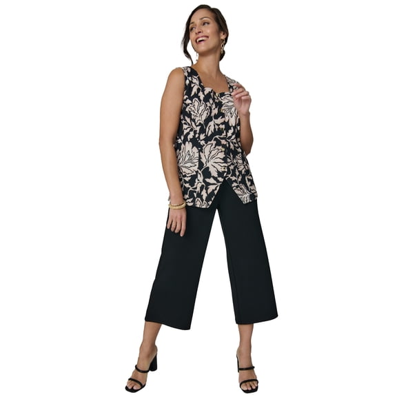 Jessica London Women's Plus Size Stretch Crepe Square Neck Vest And Crop Pant Set