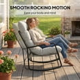 thumbnail image 3 of 2-Person Outdoor Rocking Chair, Light Grey Patio Bench with Breathable Mesh Seat and Soft Cushions, Powder-Coated Steel Frame, 48.8" W, For Garden, Balcony, and Backyard, 3 of 7
