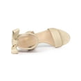 thumbnail image 4 of BLISSFUL STEP Women Open Toe Ankle Bow Tie Mid Heels Sandals Beige 7, 4 of 7