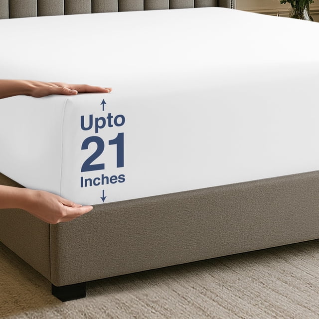 Sábana bajera ajustable Utopia Bedding, con bolsillo extra profundo, color blanco