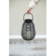 thumbnail image 2 of Outdoor Garden Accessories, 7.9x7.9x10.6" Black Poly Rattan Lantern With White LED Candle, Black Garden Accessories,Plastic+Rattan Backyard Garden Accessories, Garden & Outdoor Accessories, 2 of 5