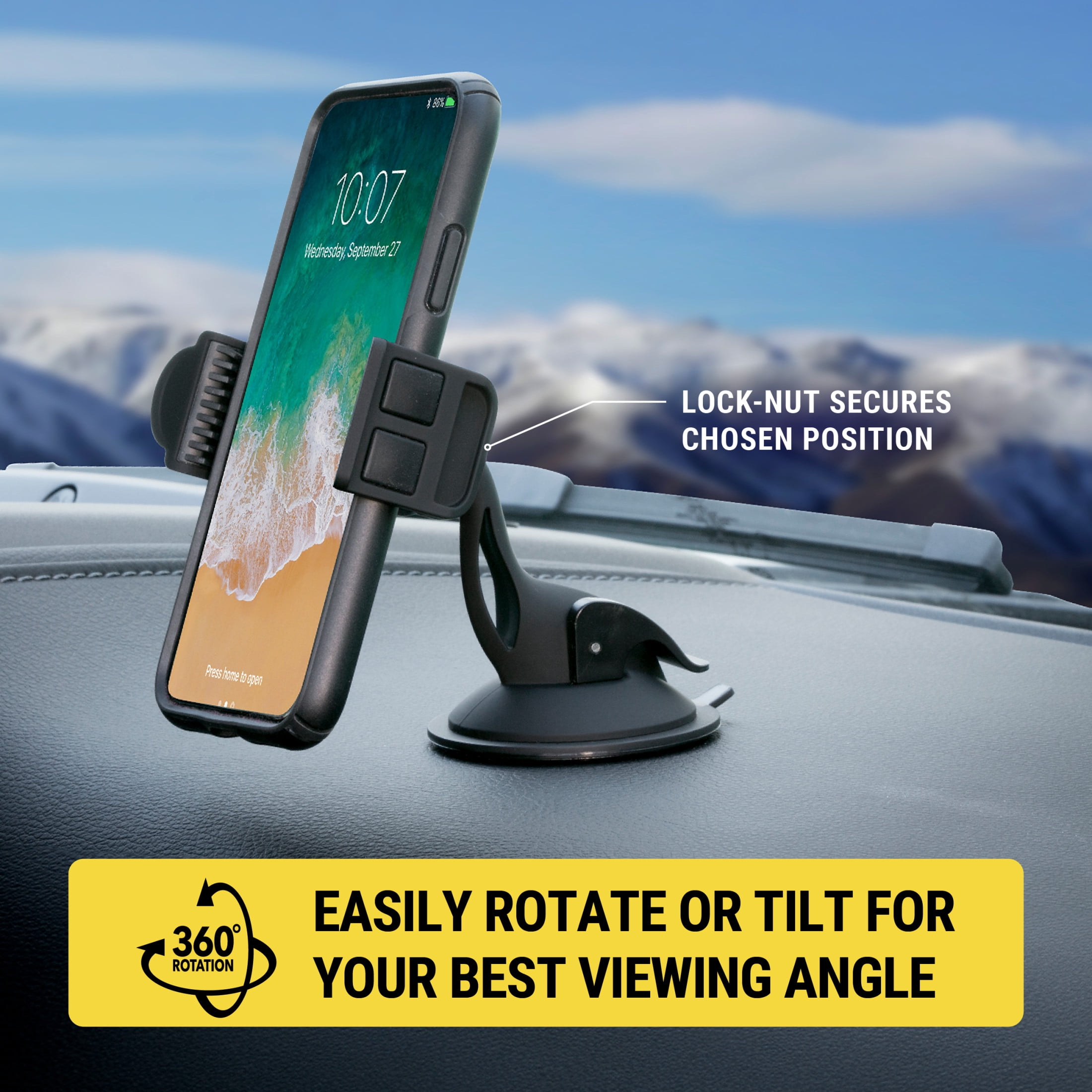 Scosche Universal 3-in-1 Vent/Windshield/Dashboard Suction Cup Window/ Vent Mount Black HDVM