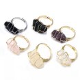 thumbnail image 5 of RSAMD Natural Stone Irregular Crystal Quartz Fluorite Wire Wrap Ring Healing Resizable-Gold-Clear Quartz, 5 of 9