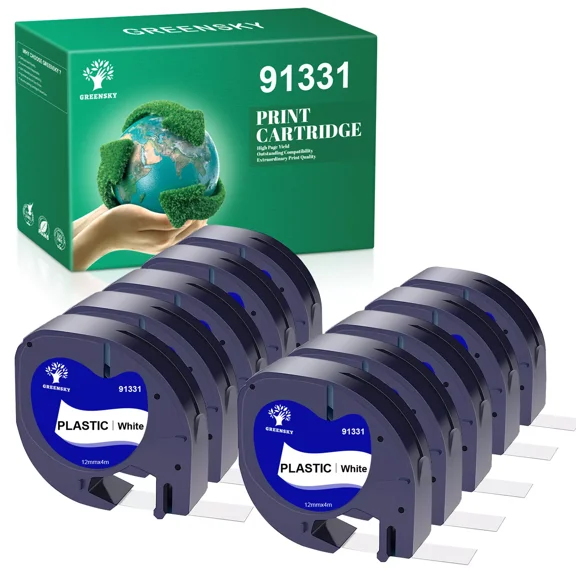 10PK Compatible Dymo LetraTag Refill 91331 1/2" White Plastic Label Tape LT-100H