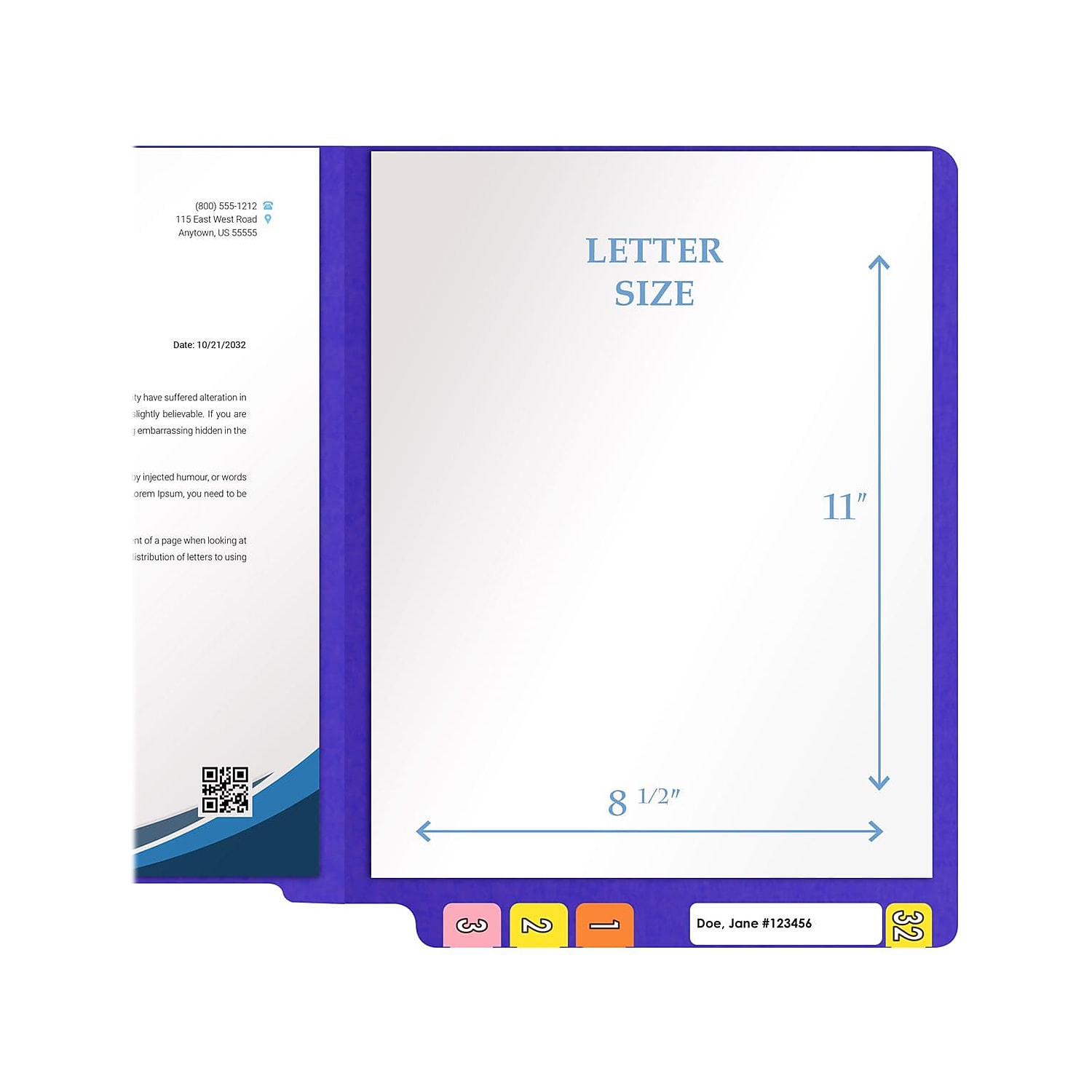 Medical Arts Press Heavy-Duty End Tab File Folder Straight Cut Letter-Size Purple 40/Box