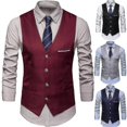 thumbnail image 2 of Plus Size Men Solid Color Suit Vest Single Breasted Business Waistcoat, 2 of 5