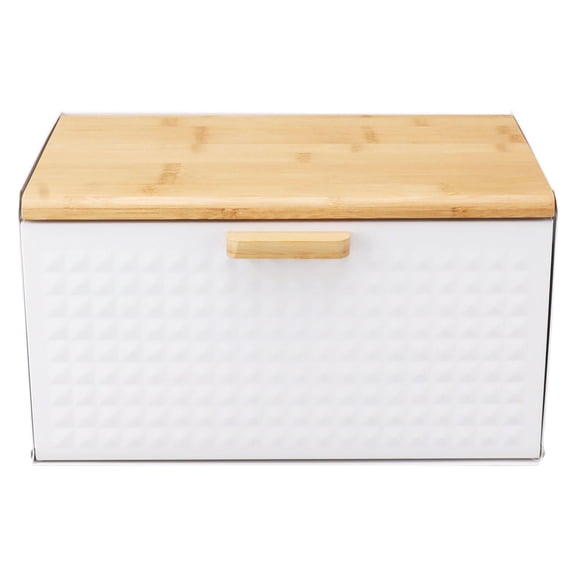 Rupoun Premium Iron‑Cased Wooden Bread Box – Large Capacity, Dust‑Proof Lid, Stylish Vintage Design for Kitchen Countertop