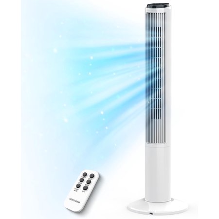 40 inch White Tower Fan for Bedroom, Quiet Cooling Fan with LED Display, Oscillating Fans for Indoors with 3 Speeds, 15H Timer, Bladeless Fan, Standing Floor Fans,TF-K4007RW