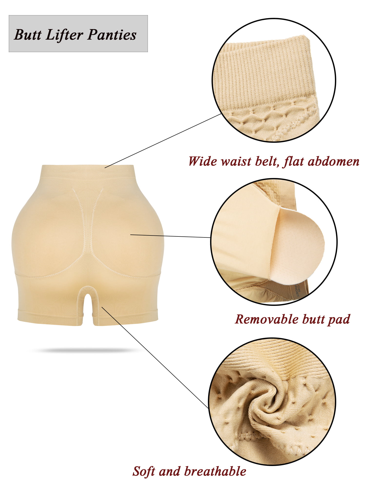 FANNYC Women Hip Enhancer Butt Lifter Panties Shapewear Seamless Shaping  Knickers Boyshorts With Removable Butt Pad Firm Control Body Shaper Panty