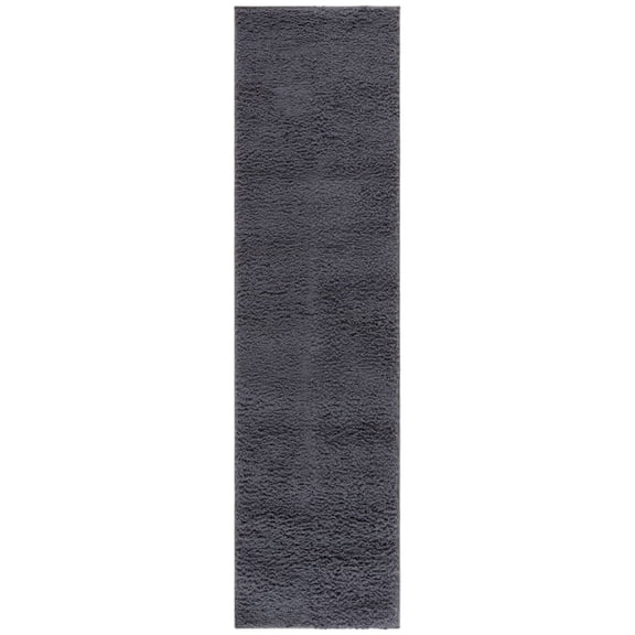 SAFAVIEH Rumi Blaire Solid Polyester Shag Runner Rug, Charcoal, 2'2" x 8'