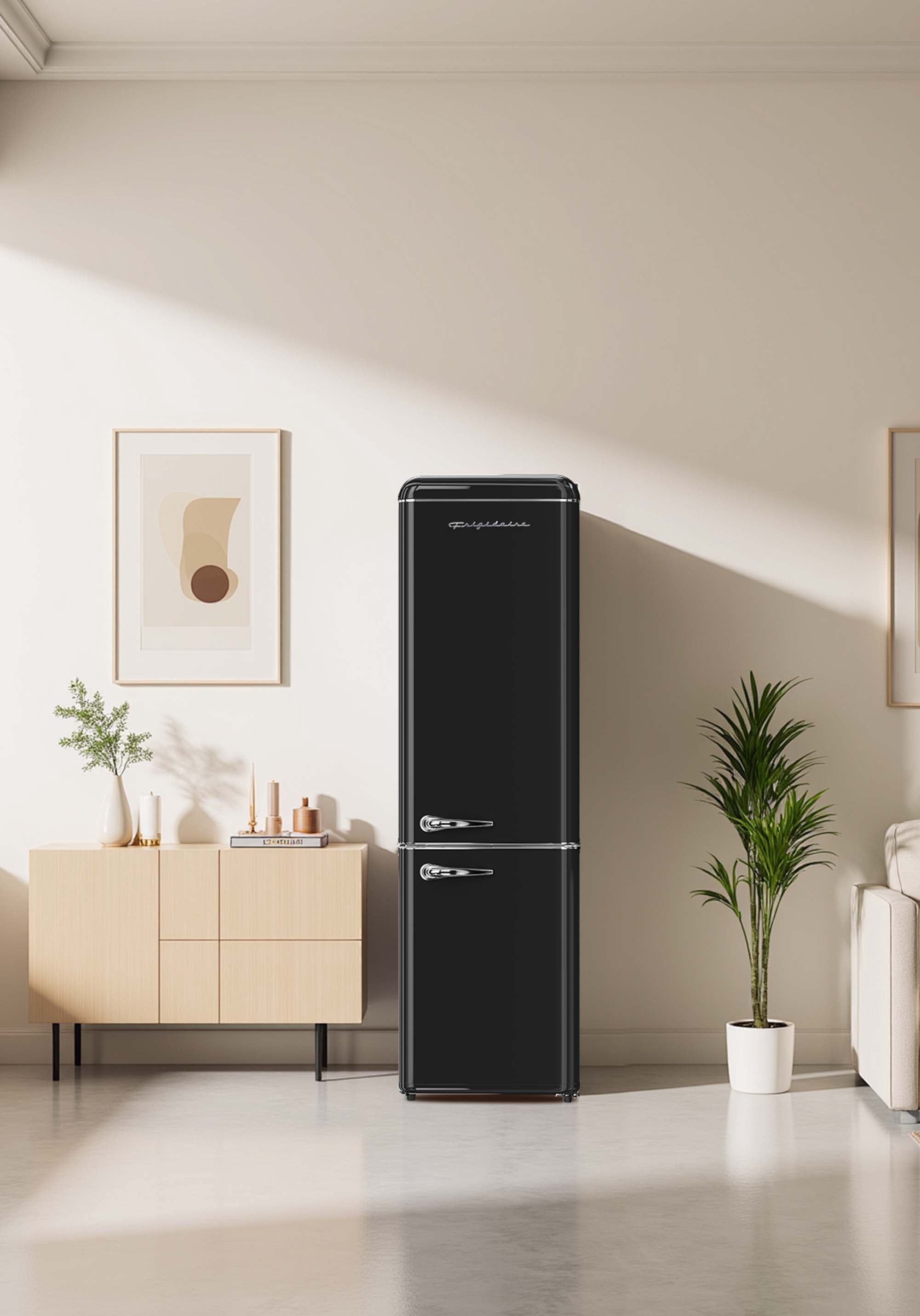 Frigidaire 9.0 Cu. ft. Bottom Mount Retro Refrigerator, Apartment Size Compact Fridge in Black