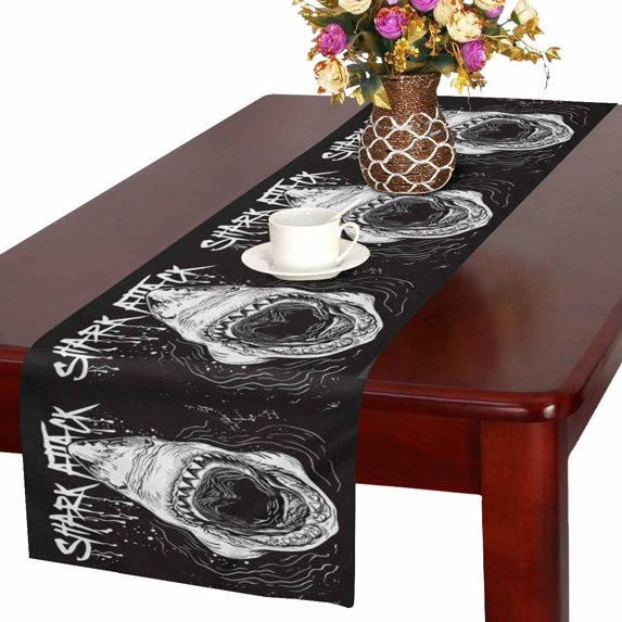 MKHERT Cool Shark Attack Table Runner for Office Kitchen Dining Wedding Party Banquet 16x72 Inch