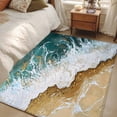 thumbnail image 5 of Teal Gold Washable Area Rugs 4'x6', White Gradient Ocean Wave Oil Painting Style Low Pile Throw Living Room Rug Non-Slip Sturdy Edge Binding Carpet for Indoor Entryway Bedside Kitchen, 5 of 9