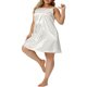 thumbnail image 4 of Camisón de mujer plus size Agnes Orinda con tirantes ajustables, inserción de encaje y satén, vestido de noche 2X blanco, 4 of 5