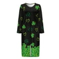thumbnail image 3 of Yuyamidu St. Patrick's Day Women Long Sleeve Zipper Bathrobes Ladies Robe Sleepwear Green Leaf Long Spa Robes Size 4XL Lightweight Mid-Calf Length Nightgown with Pockets, 3 of 7