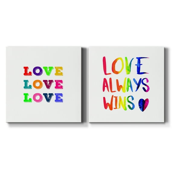 Love Love Love - Premium Gallery Wrapped Canvas - Ready to Hang Set of 2 - 40 x 40 Each