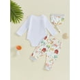 thumbnail image 6 of Yunliwuli Baby Boys Pants Set, Long Sleeve Crew Neck Letters House Print Romper with Animal Print Sweatpants and Hat Fall Outfit, 6 of 10