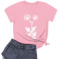 thumbnail image 2 of WTOBBY Women's Everyday Casual Round Neck Short Sleeve T-Shirt with Floral Print Design, Comfortable Top for Summer Wear, Breathable and Stylish,Pink S, 2 of 5